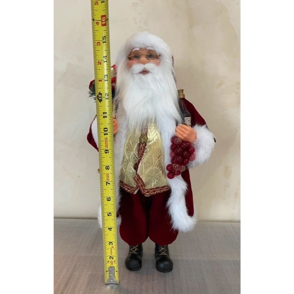 Wine Santa Claus Figurine 15.5" Christmas Standing Decor - Picture 2 of 11